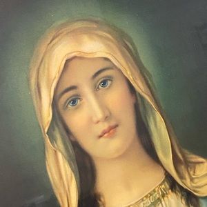 Antique Art Deco print immaculate heart of Mary